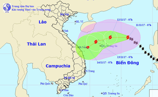 Bão số 13 sức gió 60-90km/h đang tiến gần Hoàng Sa