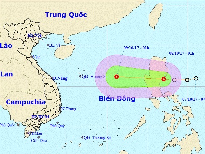 Áp thấp nhiệt đới tiến về phía quần đảo Hoàng Sa